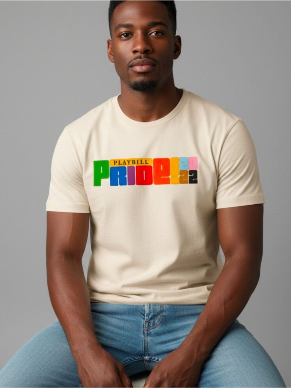 Playbill Pride 2022 Beige T-Shirt Gildan Softstyle Cotton Blend Size M